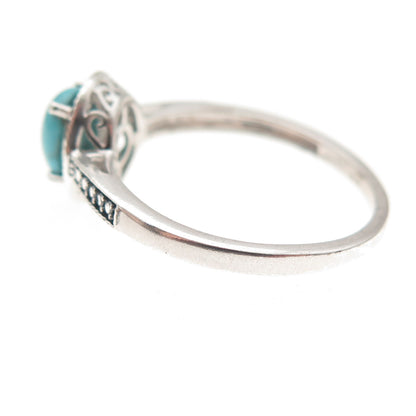 Chuck Clemency 925 Sterling Silver Real Diamond & Turquoise Ring Size 8