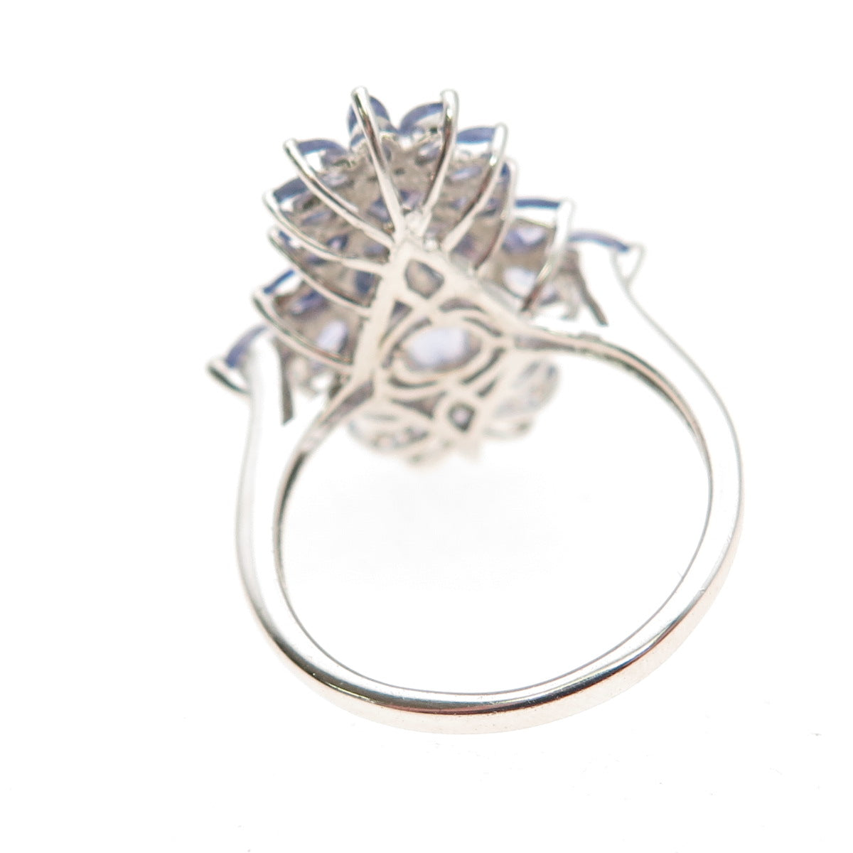 Chuck Clemency 925 Sterling Silver Real Tanzanite Cluster Ring Size 8.25