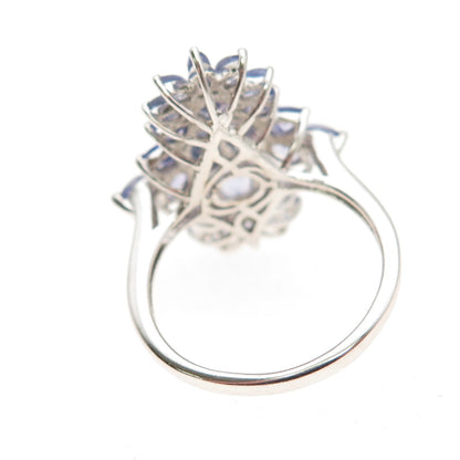 Chuck Clemency 925 Sterling Silver Real Tanzanite Cluster Ring Size 8.25