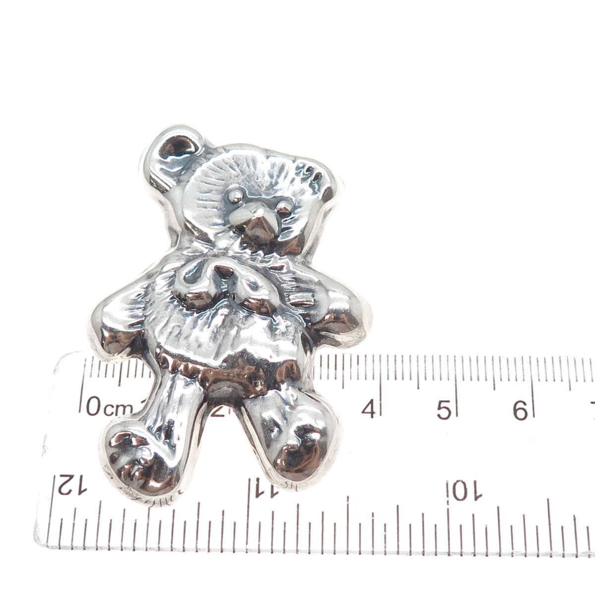 925 Sterling Silver Vintage Mexico Teddy Bear Oxidized Pendant