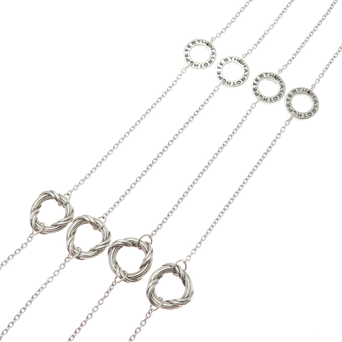 PETER THOMAS ROTH 925 Sterling Silver Vintage Circle Station Chain Necklace 36"