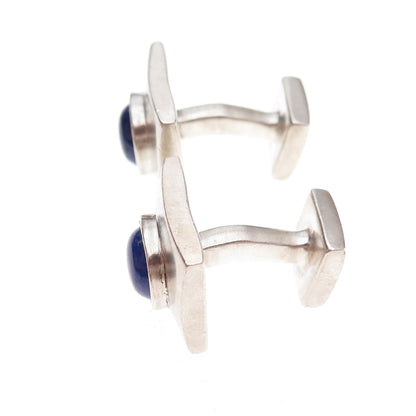 Robin Rotenier 925 Sterling Silver Vintage Real Lapis Modernist Square Cufflinks