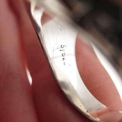 Sajen 925 Sterling Silver Vintage Real Smoky Quartz Modernist Ring Size 9