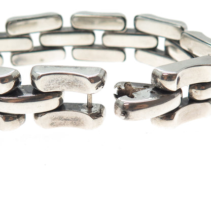 835 Silver Vintage Modernist Panther Link Bracelet 7.25"