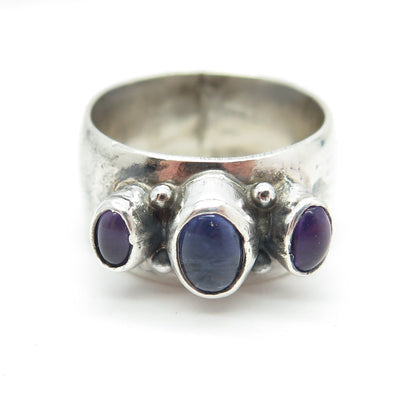 925 Sterling Silver Vintage Real Tanzanite & Amethyst Ring Size 6.5