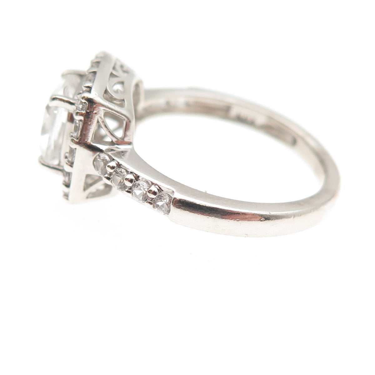 KRN Kiran 925 Sterling Silver Real White Topaz Engagement Ring Size 7