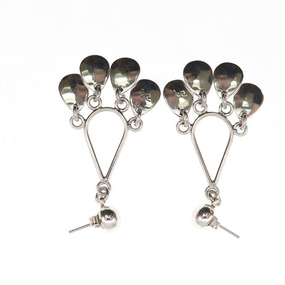 925 Sterling Silver Vintage Mexico Modernist Teardrop Dangle Earrings
