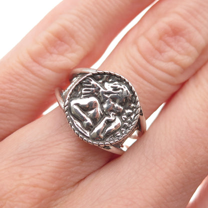 Shube 925 Sterling Silver Vintage Cherub Oxidized Ring Size 6