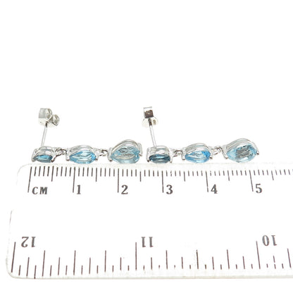 DBJ DEE BERKLEY JEWELRY 925 Sterling Silver Real Blue Topaz Dangling Earrings