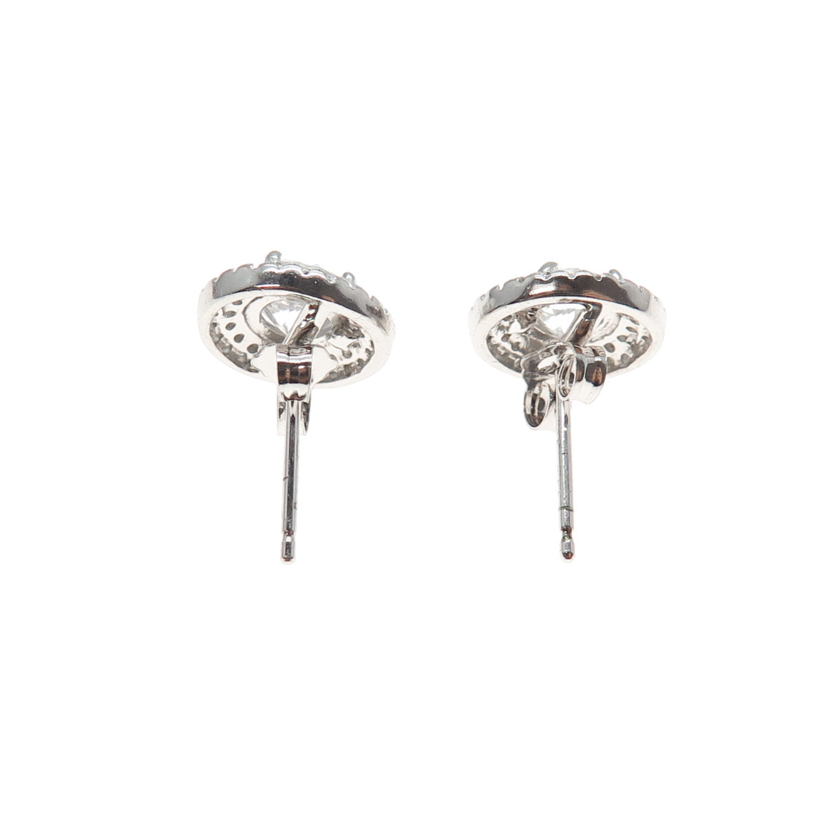 925 Sterling Silver Round-Cut C Z Stud Earrings