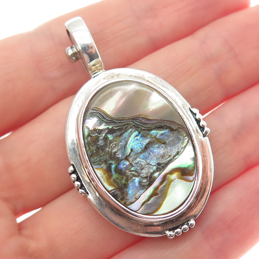 ESPO SIG Joseph Esposito 925 Sterling Silver Vintage Abalone Shell Snap Pendant