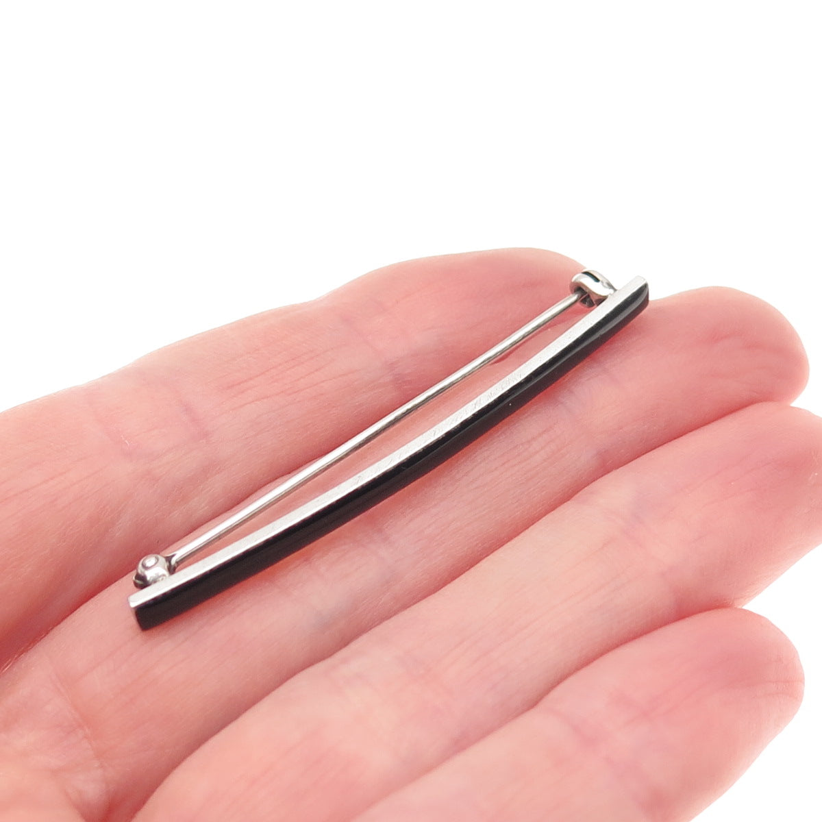 925 Sterling Silver Antique Art Deco Enamel Bar Pin Brooch