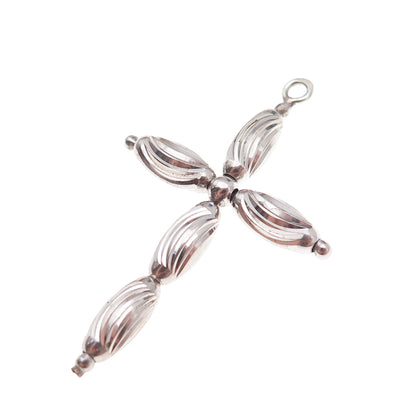 925 Sterling Silver Cross Beaded Charm Pendant