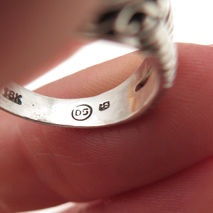 925 Sterling Silver 18K Gold Vintage Real Blue Topaz Modernist Ring Size 7.25