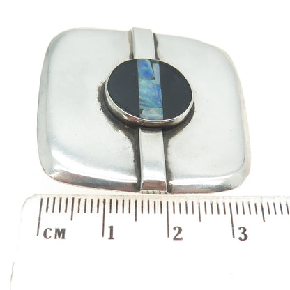 GREAT FALLS METAL WORKS 925 Sterling Silver Vintage Real Opal & Onyx Pin Brooch