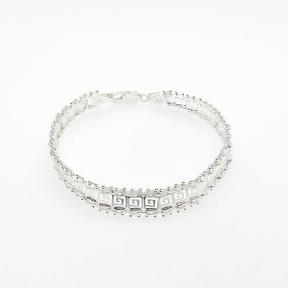 SIXSTAR MS-66 925 Sterling Silver Vintage Greek Maze Link Bracelet 7.5"