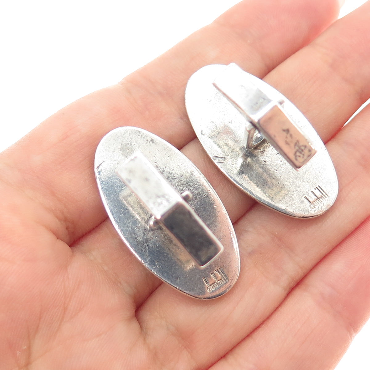 DUNHILL 925 Sterling Silver Vintage Venus de Milo Silhouette Oxidized Cufflinks