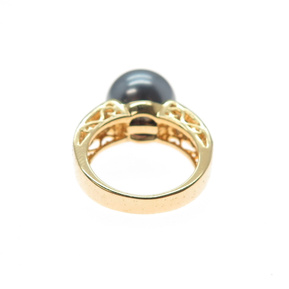 925 Sterling Silver Gold Plated Faux Pearl & C Z Ring Size 6