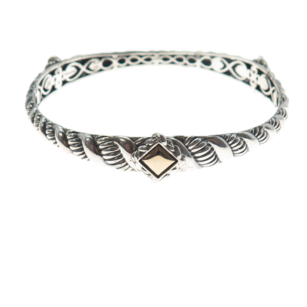 JAI by John Hardy 14K Gold 925 Sterling Silver Bangle Bracelet 8"