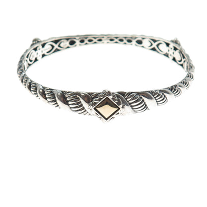 JAI by John Hardy 14K Gold 925 Sterling Silver Bangle Bracelet 8"