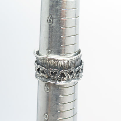 925 Sterling Silver Vintage Textured Modernist Ring Size 8