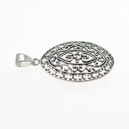 925 Sterling Silver Vintage Ornate Heart Charm Pendant