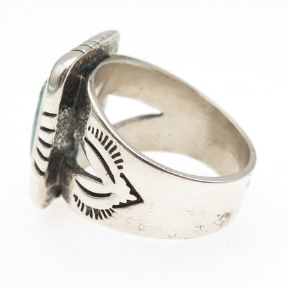 Carolyn Pollack Old Pawn 925 Sterling Silver Vintage Turquoise Ring Size 12.75