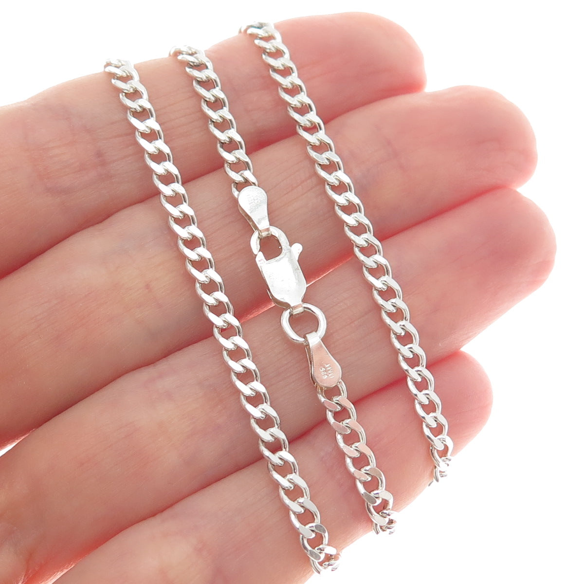 925 Sterling Silver Italy Curb Chain Necklace 16"