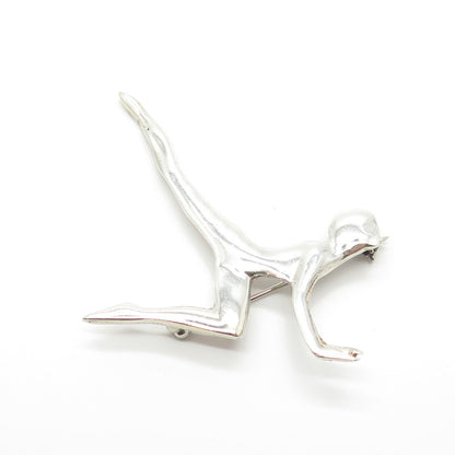 925 Sterling Silver Vintage Mexico Gymnast Girl Pin Brooch