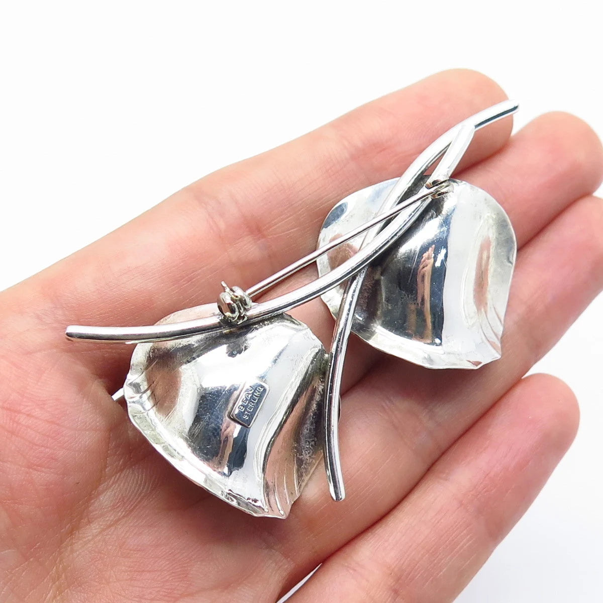 925 Sterling Silver Vintage Beau Calla Lily Floral Pin Brooch