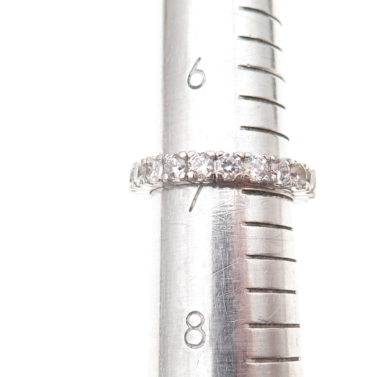 925 Sterling Silver Round-Cut C Z All Around Eternity Band Ring Size 7