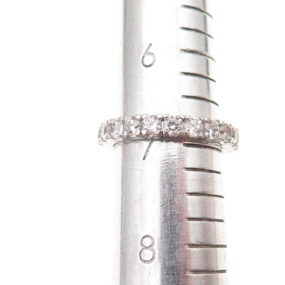 925 Sterling Silver Round-Cut C Z All Around Eternity Band Ring Size 7