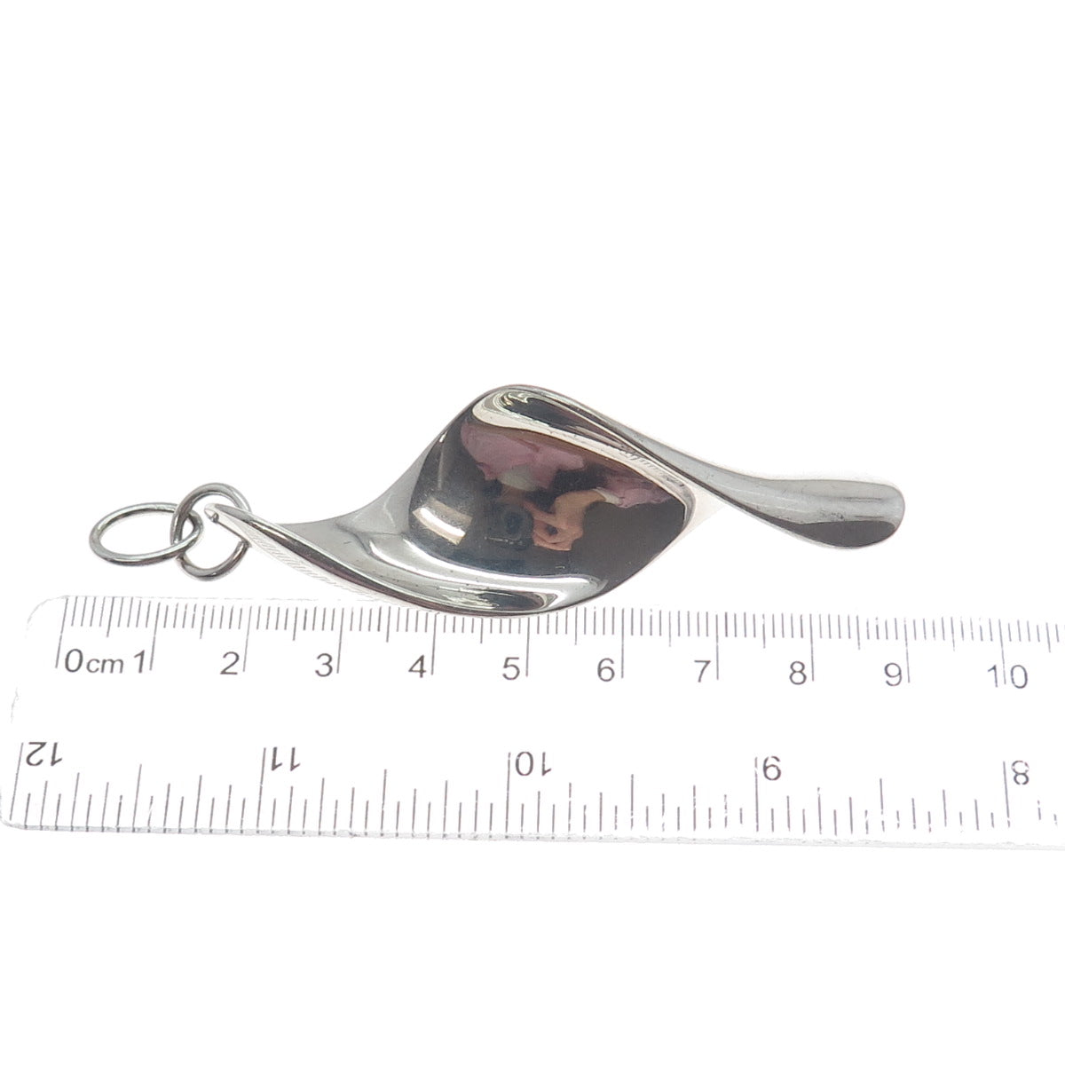 ELLE 925 Sterling Silver Vintage Real Ruby Modernist Twisted Pendant