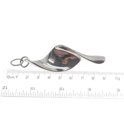 ELLE 925 Sterling Silver Vintage Real Ruby Modernist Twisted Pendant