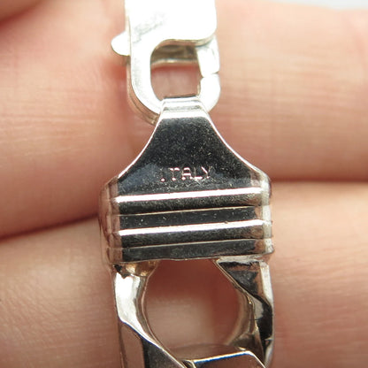 925 Sterling Silver Vintage Italy Figaro Curb Link Bracelet 9.3"