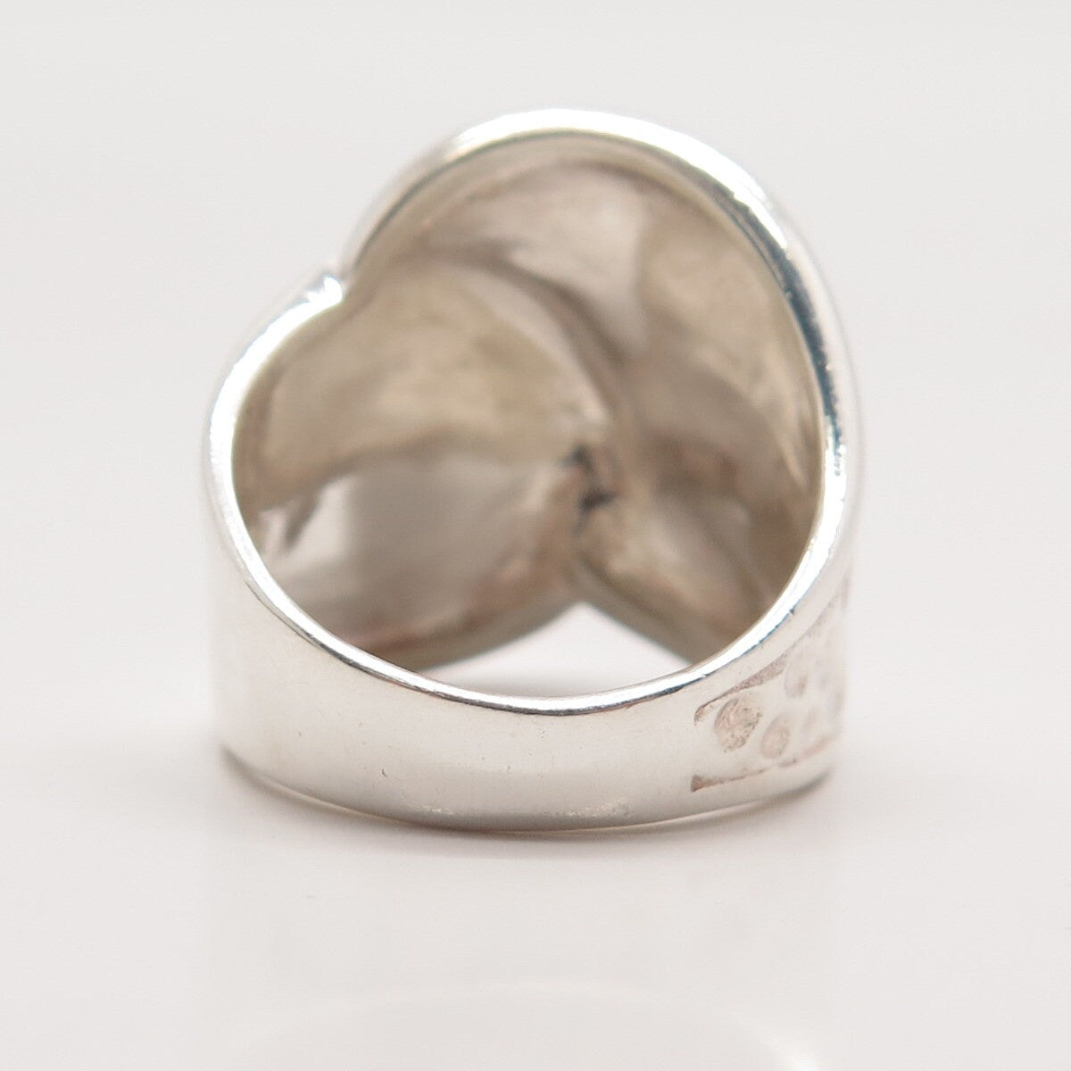 925 Sterling Silver Vintage Dotted Wide Overlap Ring Size 6.75