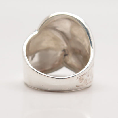 925 Sterling Silver Vintage Dotted Wide Overlap Ring Size 6.75