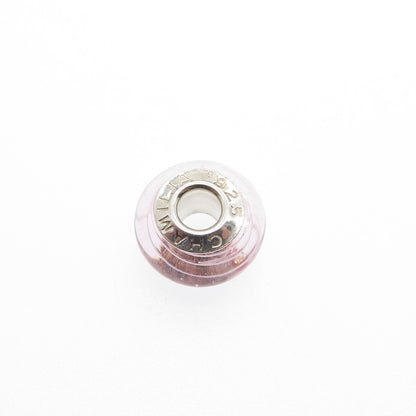 CHAMILIA 925 Sterling Silver Pink Murano Glass Bead Charm