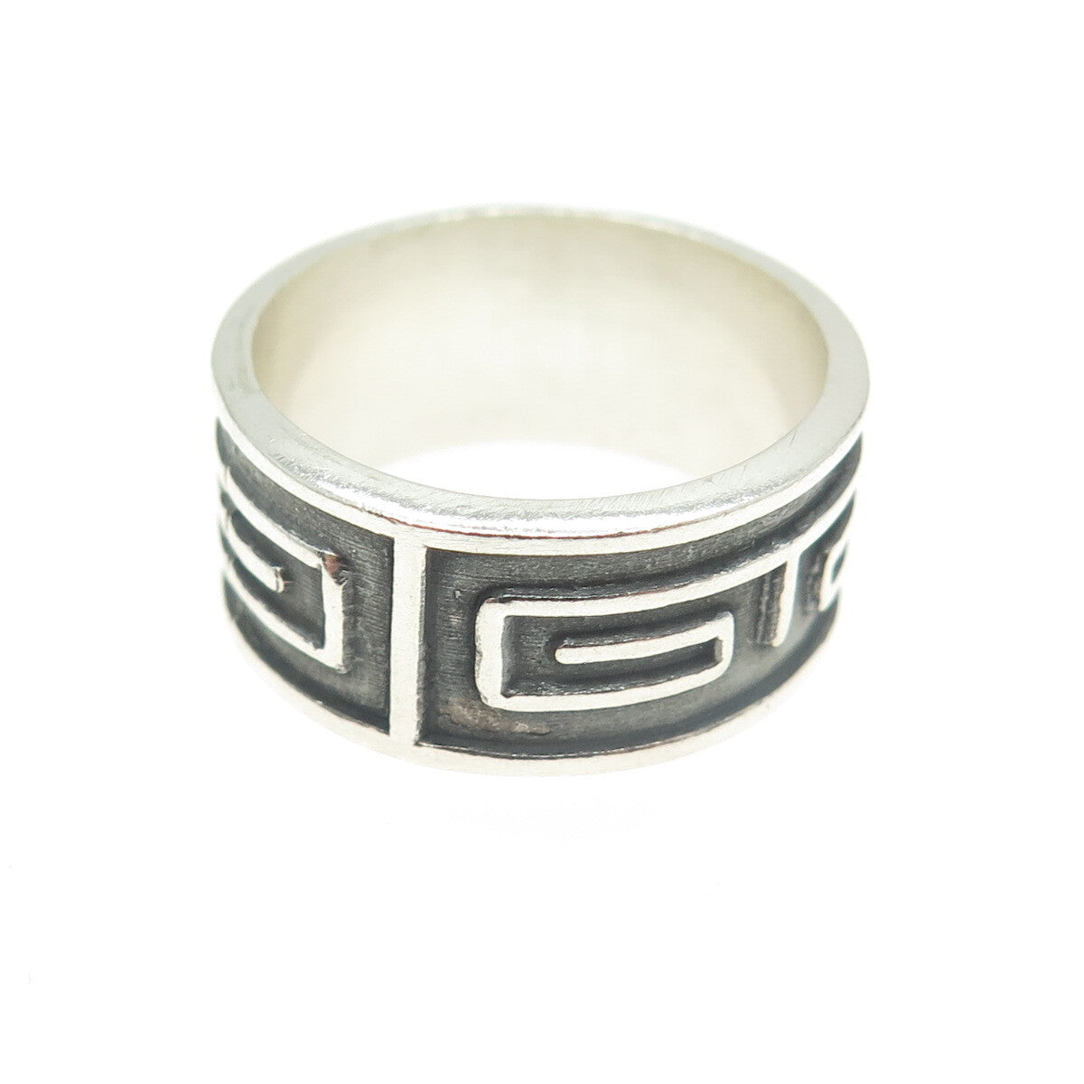 925 Sterling Silver Vintage Mexico Ethnic Band Ring Size 7.75