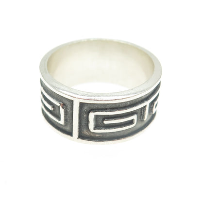 925 Sterling Silver Vintage Mexico Ethnic Band Ring Size 7.75