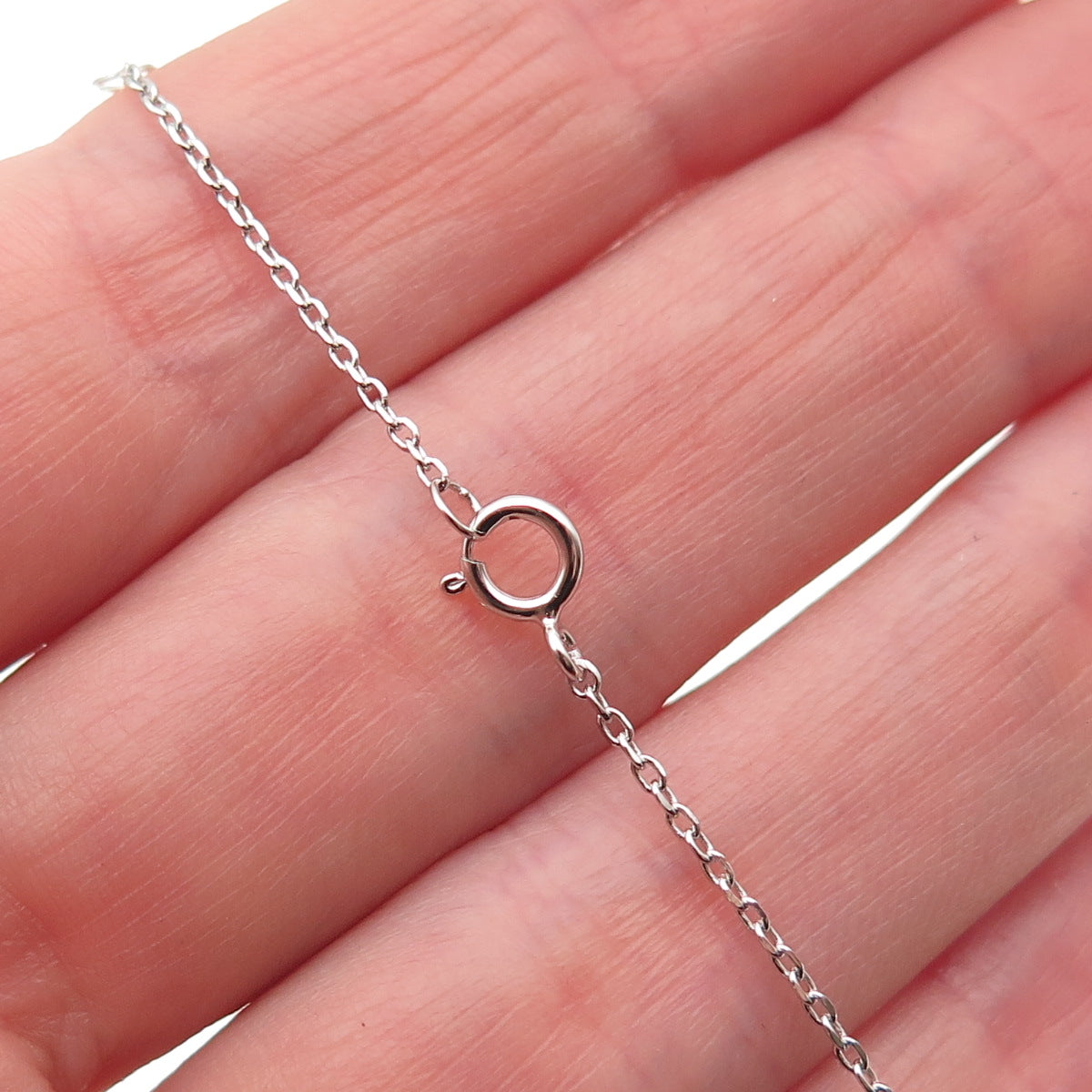 925 Sterling Silver Round-Cut C Z Letter L Tag Cable Chain Necklace 16-18"