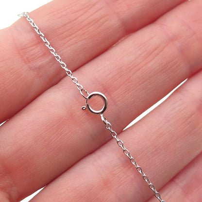 925 Sterling Silver Round-Cut C Z Letter L Tag Cable Chain Necklace 16-18"