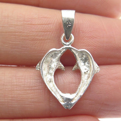 925 Sterling Silver Dolphin Couple Minimalist Charm Pendant