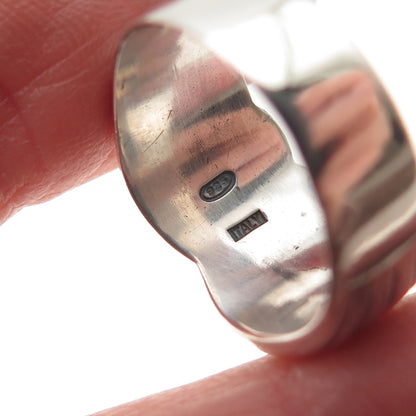 925 Sterling Silver Vintage Italy Modernist Ribbed Oxidized Ring Size 6.5