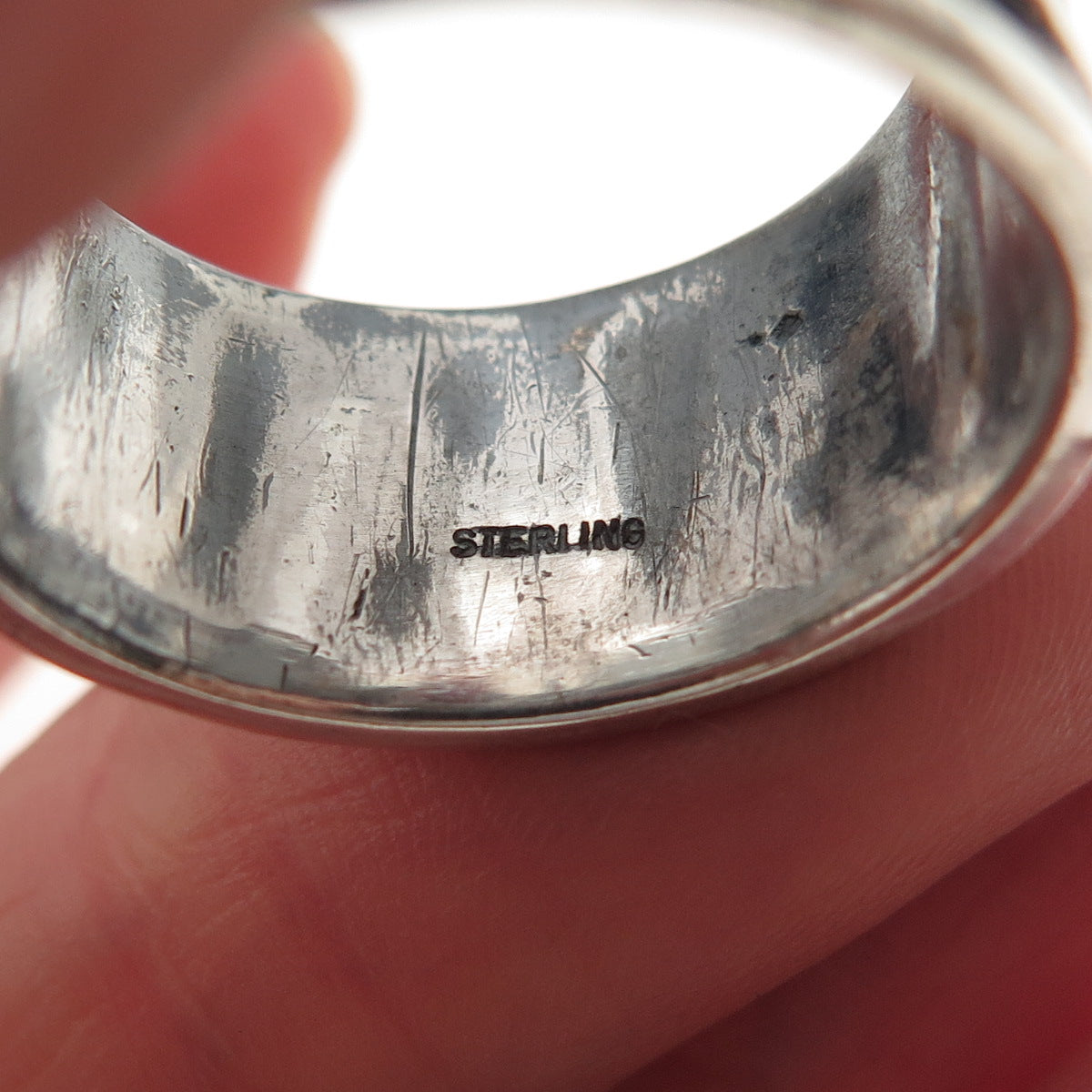 925 Sterling Silver Vintage Greek Maze Oxidized Band Ring Size 10.25