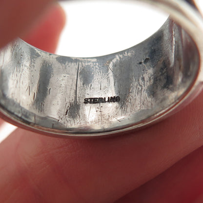 925 Sterling Silver Vintage Greek Maze Oxidized Band Ring Size 10.25