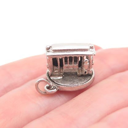 925 Sterling Silver Antique Art Deco San Francisco Cable Car 3D Mini Pendant