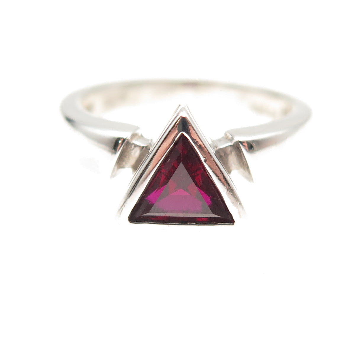 Folli Follie 925 Sterling Silver Vintage Real Triangle-Cut Garnet Ring Size 6.25