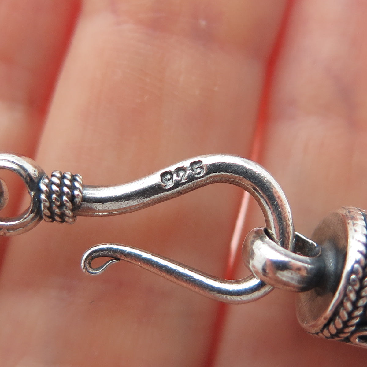 925 Sterling Silver Vintage Byzantine Link Oxidized Bracelet 7.25"