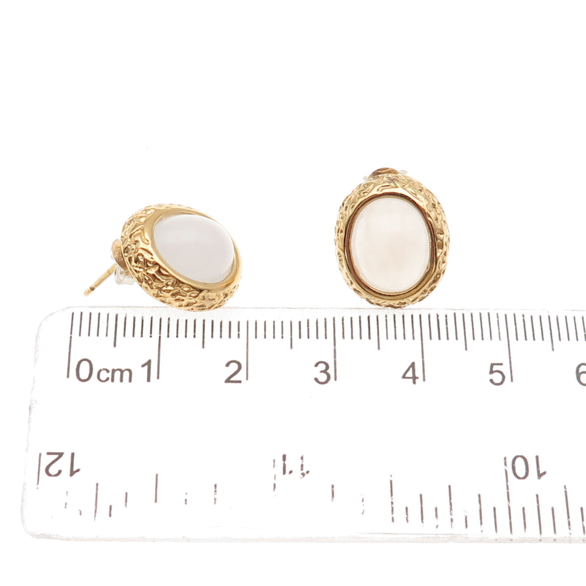 925 Sterling Silver Gold Plated Real Chalcedony Nugget Stud Earrings